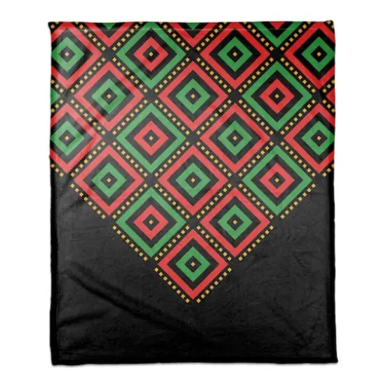 Diamond Kwanzaa Pattern Coral Fleece Blanket {1}