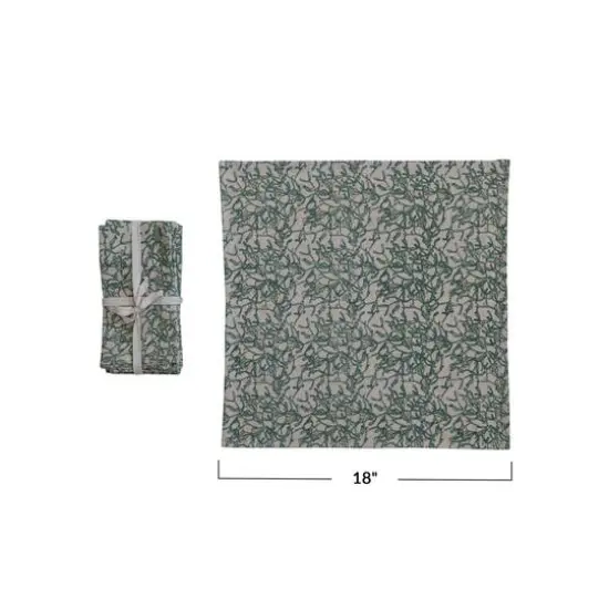 Hello Honey&reg; 18" Natural & Green Botanicals & Gold Foil Napkins, 4ct. {5}