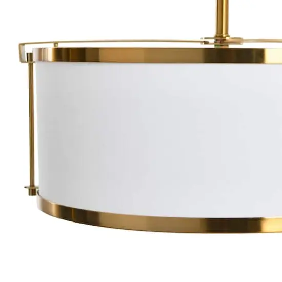 Hello Honey&reg; 10" Metal Semi-Flush Mount Ceiling Light with Captured Linen Shade White and Brushed Brass {4}