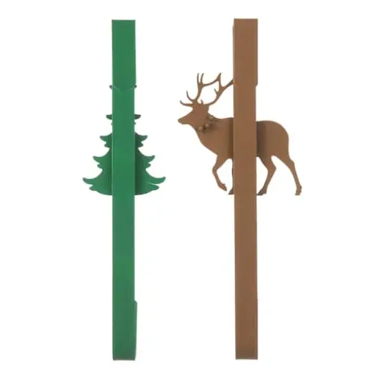 Glitzhome&reg; 14" Christmas Metal Tree & Reindeer Wreath Hanger Set {8}