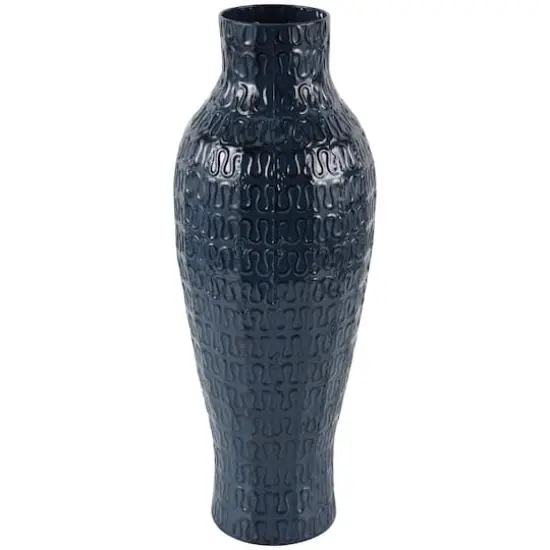 24" Dark Blue Metal Dimensional Textured Vase {1}