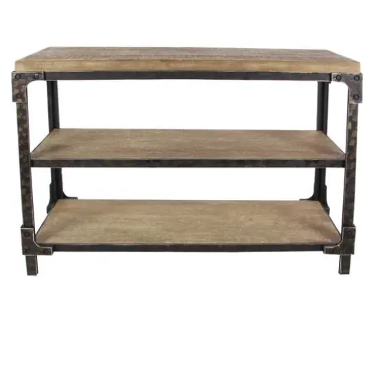 4ft. Brown Industrial Wood Console Table {1}