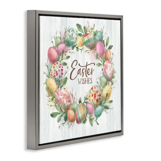 Stupell Industries Easter Wishes Wreath Floater Framed Art Gray {4}