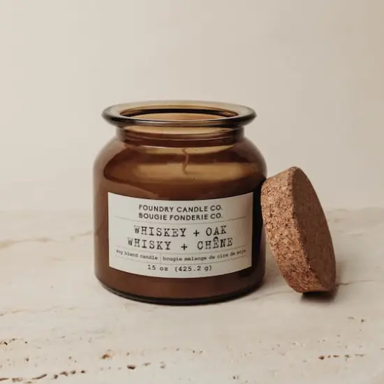 Foundry Candle Co. Soy Blend Scented Jar Candle Whiskey and Oak {4}
