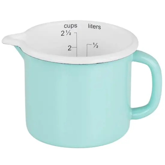 Martha Stewart 2.5 Cup Aqua Enamel on Steel Measuring Cup {1}