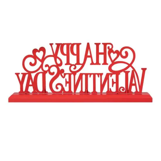 Glitzhome® 16" Wooden & Metal Happy Valentine's Day Table Décor {8}