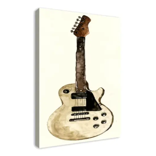 White Guitar 24" x 36" Canvas Wall Art {3}