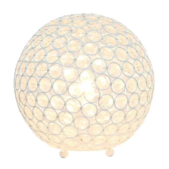 Lalia Home 10" Medium Metal Crystal Round Orb Table Lamp White {3}