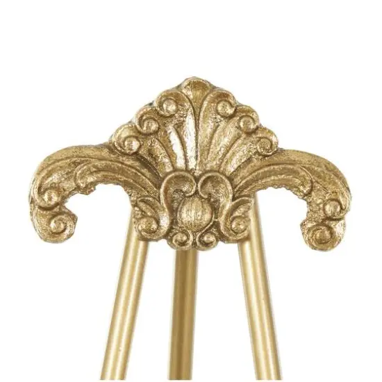 55.25" Gold Metal Large Foldable 2-Tier Display Easel with Scroll Finial {9}