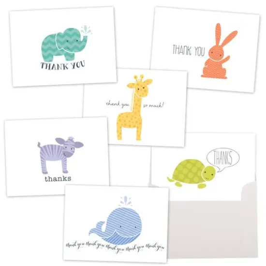 JAM Paper Cute Animal Blank Thank You Cards Set, 36ct. {1}