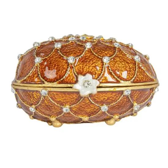 Hello Honey&reg; 3.5" Amber Jeweled Egg Trinket Box {10}