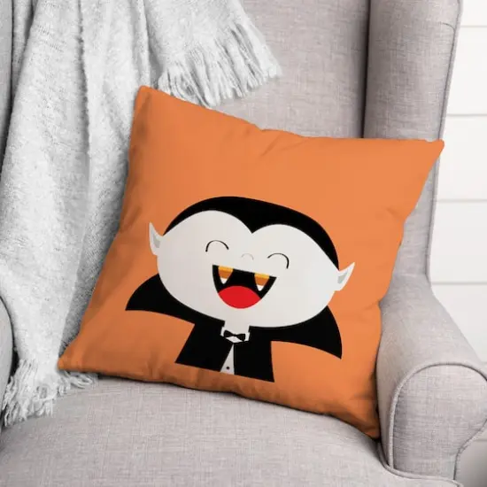 Vampire Candy Corn Fangs Throw Pillow {3}