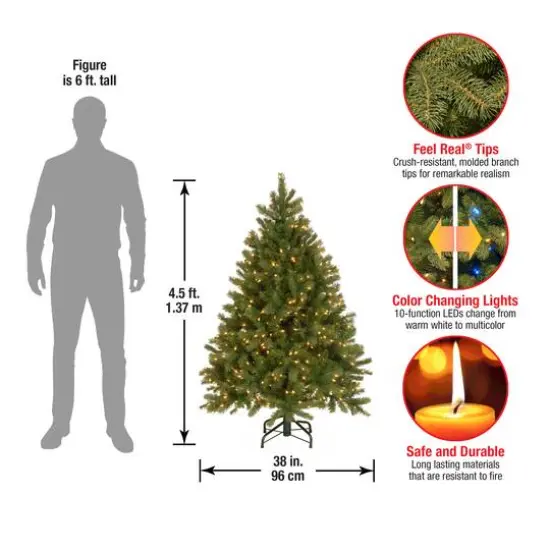 4.5ft. Pre-Lit Downswept Douglas&reg; Fir Artificial Christmas Tree, Dual Color&reg; LED Lights {9}