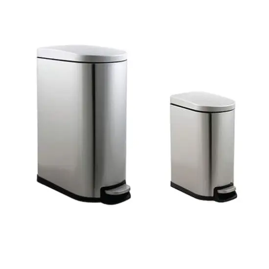 Organize It All 2 Pack Stainless Steel Trash Bins {1}