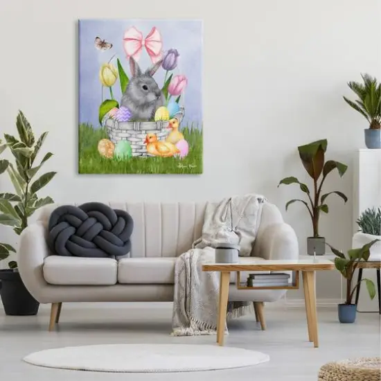 Stupell Industries Pastel Bunny Rabbit Basket Easter Egg Baby Chicks Canvas Wall Art {3}