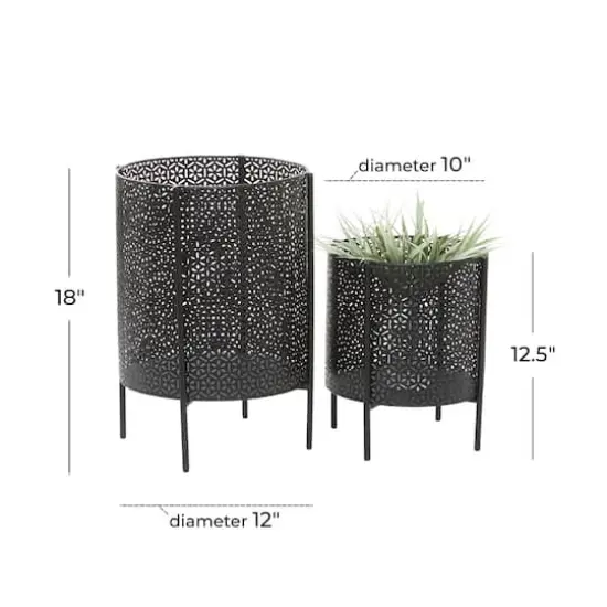 CosmoLiving by Cosmopolitan Black Metal Mesh Planter Set {6}