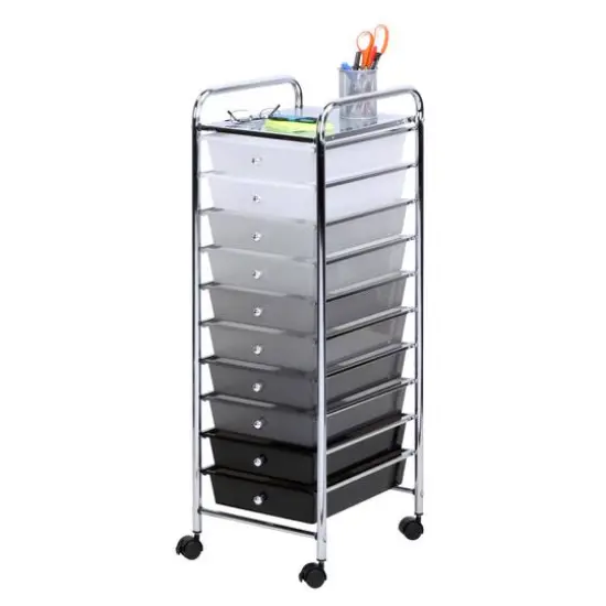 Honey Can Do 10-Drawer Grayscale Rolling Storage Cart {7}