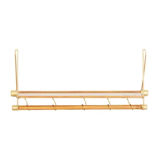 Gold Wood Contemporary Wall Hook, 14" x 23" x 6" {6}