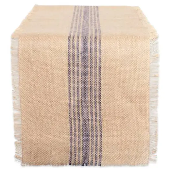 DII&reg; 108" Middle Stripe Burlap Table Runner Barn Red {2}