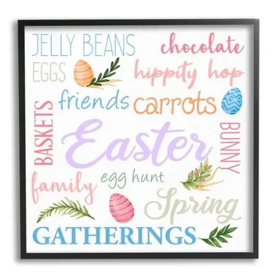Stupell Industries Festive Easter Activity Sign Patterned Eggs Motif Framed Giclee Art Black {1}