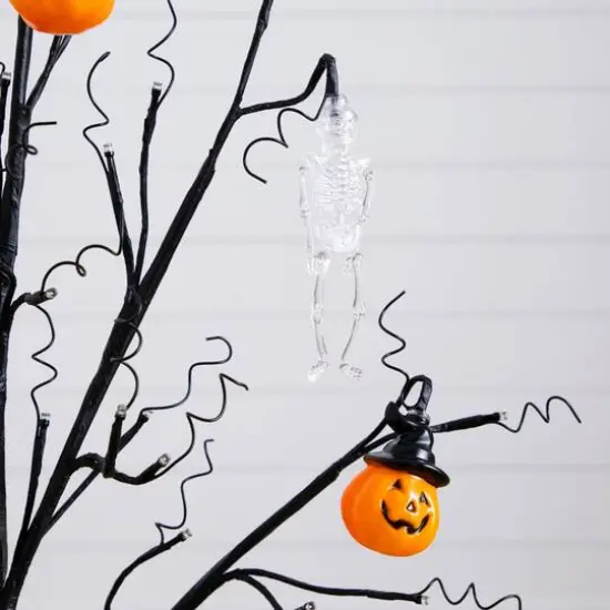 3ft. Pre-Lit Artificial Halloween Pumpkins and Skulls Ornament Tree with 48 Warm White LED Lights {6}