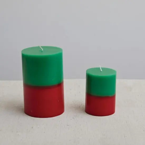 Hello Honey&reg; 6" Green & Red Unscented Pillar Candle {3}