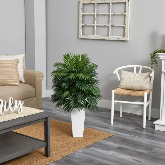 3.5ft. Areca Palm Artificial Plant in White Tower Planter {6}
