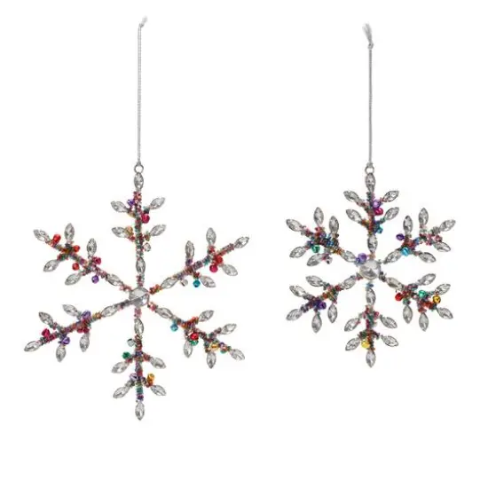 Rainbow Beaded Snowflake Ornament Set {7}