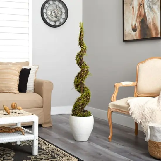 4.5ft. Wire Vine Spiral Tree in White Planter {5}