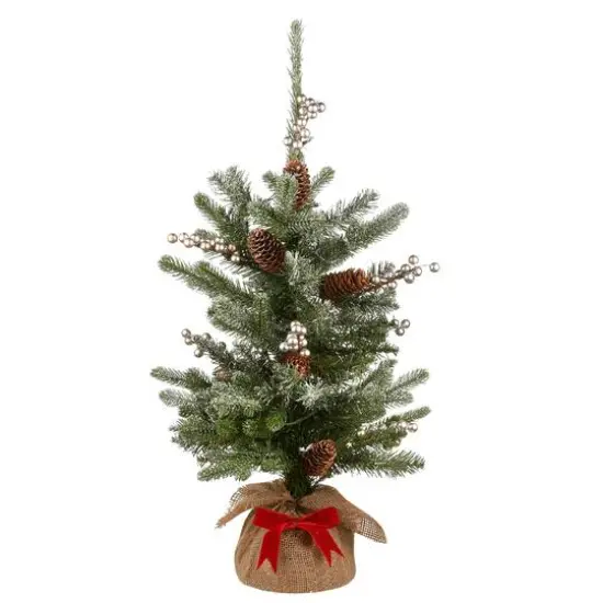 2ft. Pre-Lit Snowy Morgan Spruce Artificial Christmas Tree, Warm White LED Lights {7}
