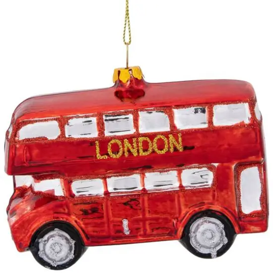 4.5" Red Double Decker London Tour Bus Christmas Ornament {4}