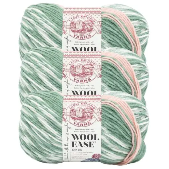 3 Pack Lion Brand&reg; Wool Ease&reg; Fair Isle Yarn Sage and Pink Salt {1}
