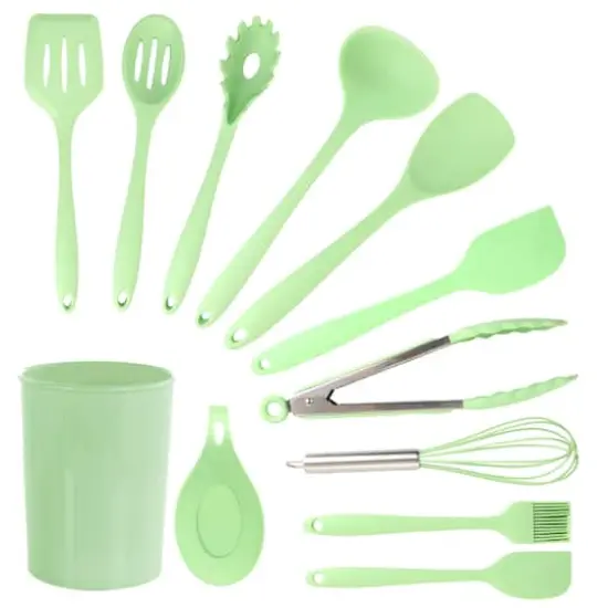MegaChef Mint Green Silicone Cooking Utensils Set, 12ct. {1}