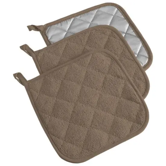 DII&reg; Terry Cloth Potholders, 3ct. Brown {1}