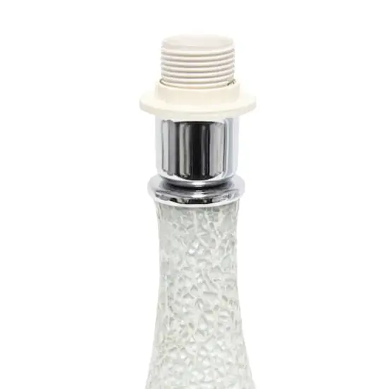 Simple Designs 14" Mosaic Glass Genie Table Lamp with Fabric Shade White {7}