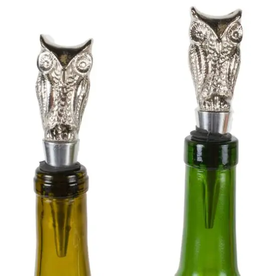 Silver Owl Bottle Stopper Set {4}