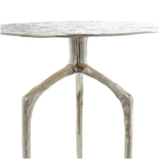 Silver Aluminum Geometric Slim Textured Accent Table {5}