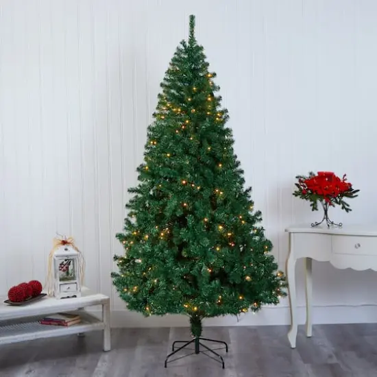 7ft. Pre-Lit Northern Tip Pine Artificial Christmas Tree, Clear LED Lights {6}