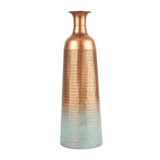 Distressed Ombre Copper Ribbed Vase Set {7}