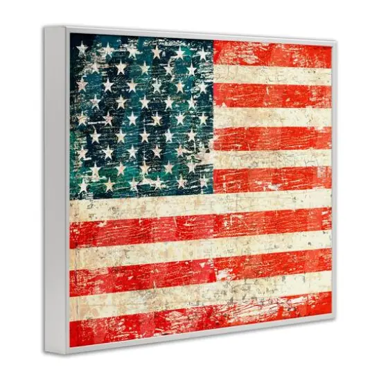 Stupell Industries Rustic American Flag Framed Giclee Art White {4}