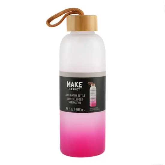 24oz. Frosted Glass Sublimation Bottle by Make Market&reg; Pink Gradient {4}