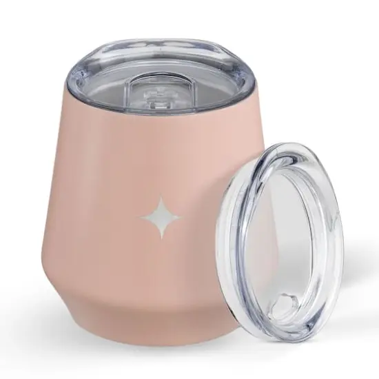 JoyJolt&reg; 12oz. Vacuum Insulated Stemless Wine Tumbler with Lid Pink {1}