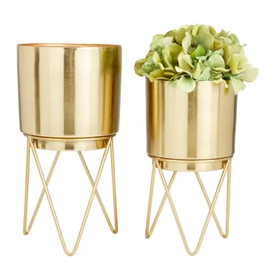 Gold Modern Planter, Set of 2" 6", 6" {1}