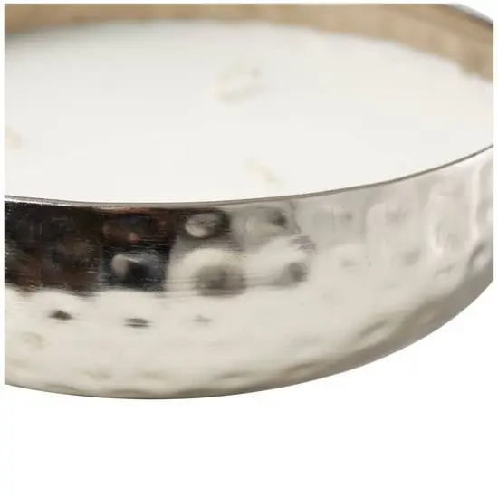 20oz. White Sage Scented White 3 Wick Candle in Hammered Silver Bowl {5}