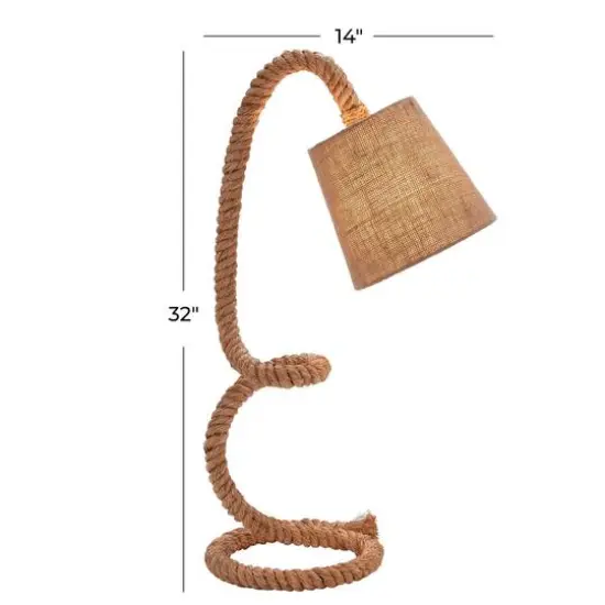 Brown Rope and Iron Rustic Desk Lamp, 32" x 11" x 14" {14}