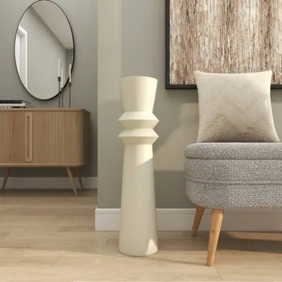 2.5ft. Cream Metal Tall Art Deco Fluted Floor Vase {9}