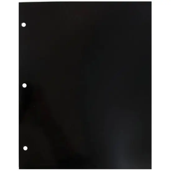 JAM Paper Laminated 2-Pocket Glossy 3-Hole Punch School Folders, 6ct. Black {5}