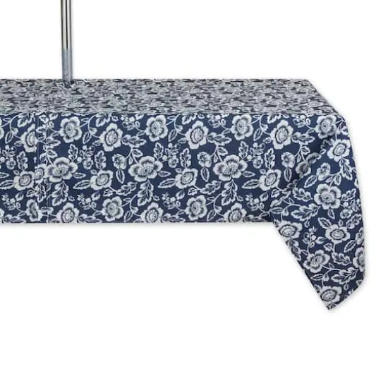 Nautical BlueFloral Print Outdoor Tablecloth with Zipper, 60" x 120" {1}