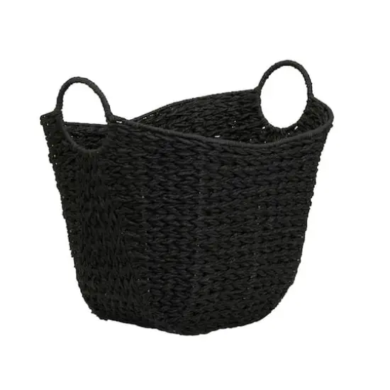 Household Essentials 17.5" Woven Paper Rope Basket with Handles Black {1}