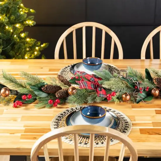 Glitzhome&reg; 6FT Christmas Bell, Pinecone & Berry Bow Garland {4}